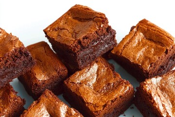 Freshly baked brownies with rich chocolate flavor on a plate
