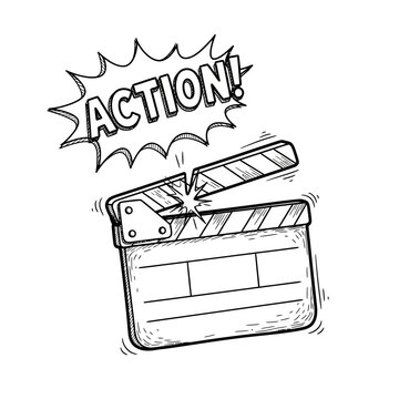 Film Action Clapperboard Icon &ndash; Movie Production Slate Symbol for Cinema & Video Design