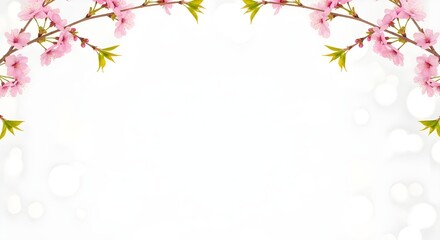 Fototapeta premium Flores frescas de cerezo rosa brillante en la rama de un árbol en primavera, temporada de primavera de sakura, aisladas sobre un fondo transparente.