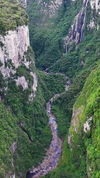 Canyon Of Itaimbezinho At Cambara Do Sul In Rio Grande Do Sul Brazil. Canyons Landscape. Geopark Mountains. Forest Trees. Canyon Of Itaimbezinho At Cambara Do Sul In Rio Grande Do Sul Brazil. 