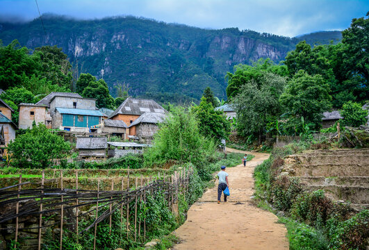 Winding mountain roads during the rainy season around Sapa town