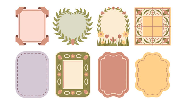 Vintage label frames collection, laurel wreath badges, ornate rectangle plaques, save the date, wedding invitation, anniversary party greeting, decorative vector