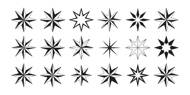 Assortment of celestial and geometric shapes, decorative border, vector graphics