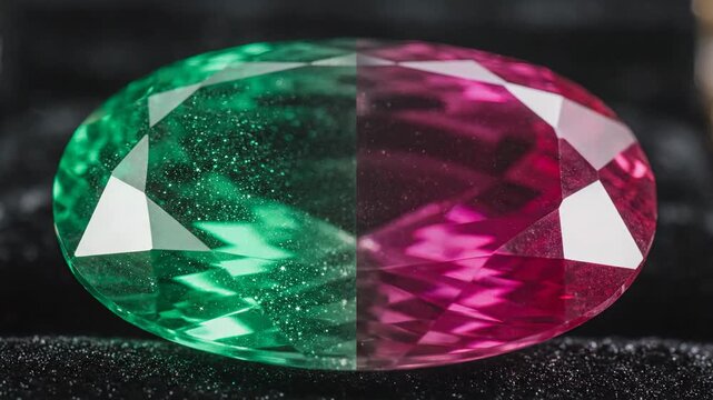 Alexandrite Gemstone Showing Green to Red Color Change