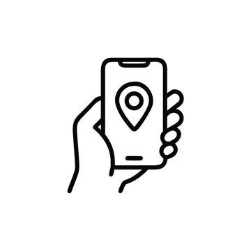 Hand Holding Smartphone Location Pin Icon