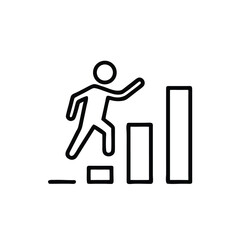 Person Climbing Bar Chart Outline Icon Progress