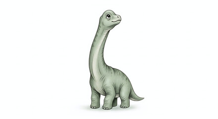 Fototapeta premium Cute Watercolor Baby Brachiosaurus Illustration, Pastel Dinosaur Nursery Art