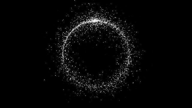 Glowing glitter stars circular sparkle effect, glitter particles and bokhe trail on black background. Magic Trail 4k Video.