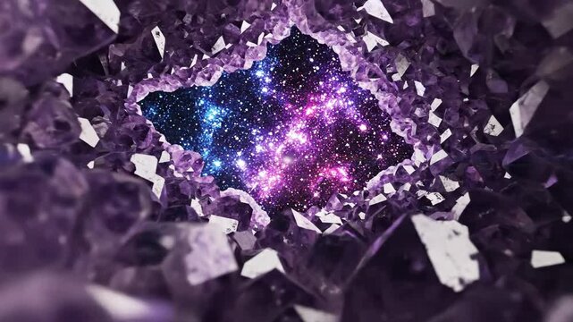 Amethyst Geode Portal to a Cosmic Galaxy