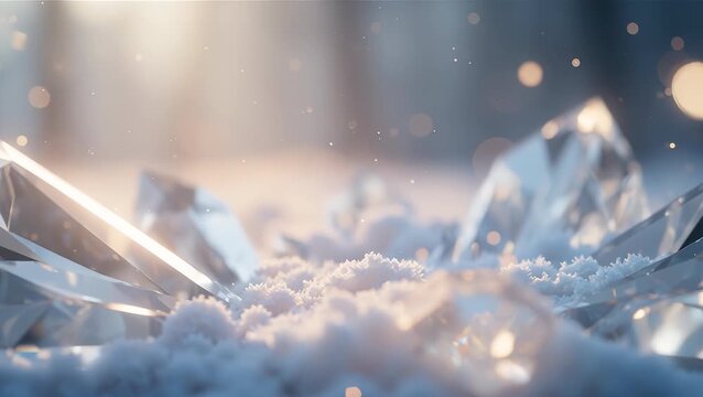 Sparkling Ice Crystals and Snowflakes in a Winter Wonder