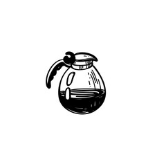 Coffee pot hand drawn illustration. Coffee jug vector doodle icon