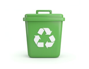 Eco-friendly green recycling bin for waste disposal.