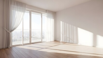 An interior space bathed in natural light, a testament to modern architectural design. A sun-drenched minimalist aesthetic creates a sense of calm and openness.