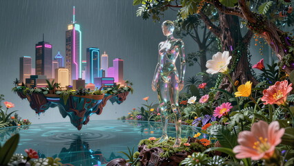 Obraz premium Kalejdoskop Snów: Surrealistyczna Podróż Przez Pęknięte Wymiary Czasu, Przestrzeni i Nieskończonej Wyobraźni, Pop Art