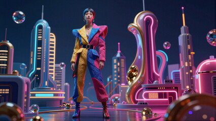 Obraz premium Kalejdoskop Snów: Surrealistyczna Podróż Przez Pęknięte Wymiary Czasu, Przestrzeni i Nieskończonej Wyobraźni, Pop Art