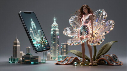 Obraz premium Kalejdoskop Snów: Surrealistyczna Podróż Przez Pęknięte Wymiary Czasu, Przestrzeni i Nieskończonej Wyobraźni, Pop Art