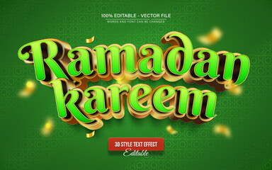 Ramadan Kareem Green Gold 3D Text Effect &ndash; Islamic Luxury Festive Typography