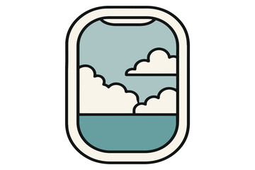 Aerial View from Airplane Window Seat Looking at White Clouds and Blue Ocean