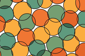 Minimalist overlapping circle pattern in earthy green orange and yellow tones