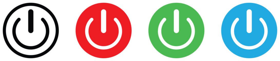 Power Button Icon Set &ndash; On Off Startup Control Symbols in Multiple Colors