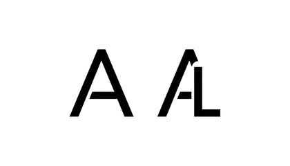 Two graphic letterforms, one standard "A," the other a broken "A" with an "L" fragment
