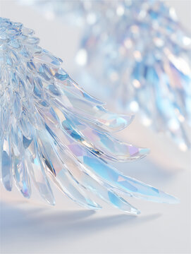 氷や水晶のように輝く透明感のある抽象的なクリスタル構造