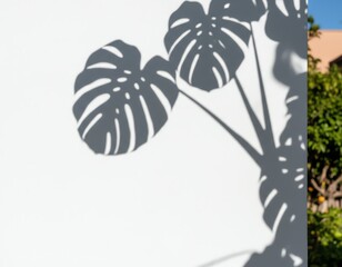 Shadow of a tropical plant on a wall.