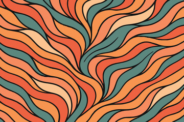 Abstract Retro Wavy Pattern with Vibrant Flowing Lines in Warm Earthy Tones
