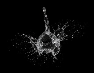 Splash of water against a dark background.