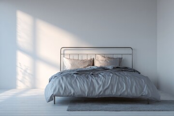 Modern bedroom with natural light streaming in.