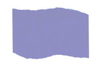 Obraz premium A torn, rectangular piece of periwinkle paper floats against a white background, exhibiting rough edges and a soft, diffused light, evoking a calm mood. 