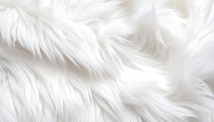 Obraz premium Soft white shaggy faux fur texture with long, flowing fibers for a luxurious background.