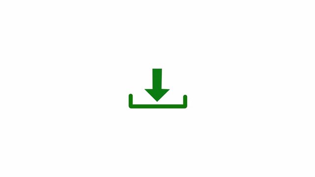 Loading icon with arrow down symbol for upload and download animation on transparent background in 4K animation with alpha channel