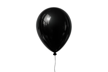 Black glossy latex balloon floating in air. Concept of celebration, party, birthday, sale, discount, luxury, or mourning