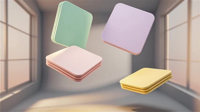 Ultra Cute Abstract Geometric Motion Video Backgrounds | Pastel Triangle Circle & Quadrilateral Shapes | Soft Dreamy Loop able 4K Stock Background Videos