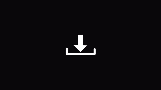 Loading icon with arrow down symbol for upload and download animation on transparent background in 4K animation with alpha channel