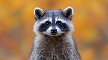 cute raccoon on nature. raccoon in a field