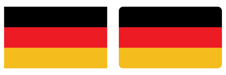 Obraz premium Germany National flag in white background. Flag in black, red and yellow colour. Germany flag with rectangular ,heart and round shapes. vector illustrator.