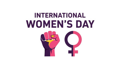 International Women's Day Celebration with Raised Fist and Female Symbol Illustration
