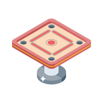 Handy isometric style icon of carrom game board
