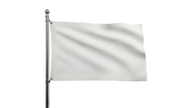 Blank White Flag Waving on a Metal Pole