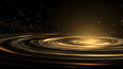 Abstract Golden Vortex with Sparkling Light Ripples