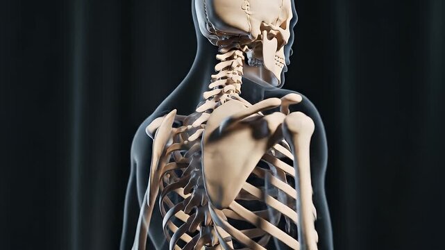 Detailed Human Skeleton Anatomy Display for Medical Study.