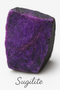 Purple cyclosilicate sugilite with polished face and natural matrix