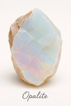 Macro photography of translucent opalite glass mineral with blue and pink hues