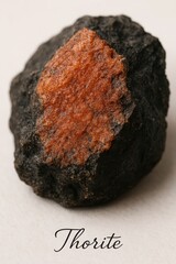 Macro photography of raw thorite stone containing thorium element isolated