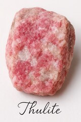 Thulite zoisite specimen showing pink massive texture with white mottling