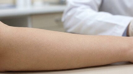 Obraz premium Patient arm during medical examination in clinic healthcare and wellness concept.