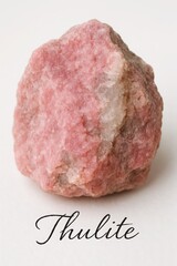 Thulite mineral close detail highlighting manganese rich pink coloration and luster