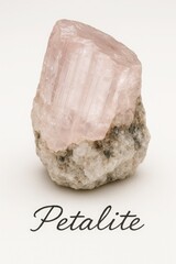 Petalite lithium aluminosilicate crystal on matrix with pale pink color